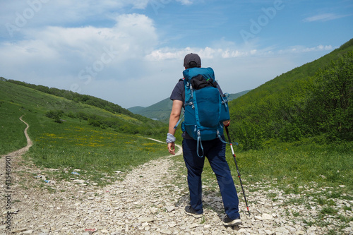 I look at the forest with a reservoir in the distance