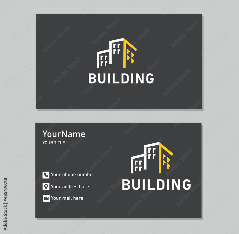 Fototapeta premium Construction tools banner template, business card with logo, brochure, flyer, for print and presentation vector illustration. Business card.