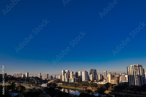 City skyline  with Marginal Avenue and Pinheiros River in the foreground  in the south zone of Sao Paulo  Brazil