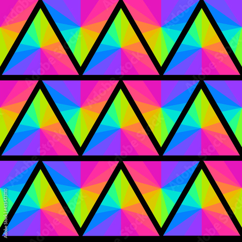 neon retro pattern of multicolored bright triangles