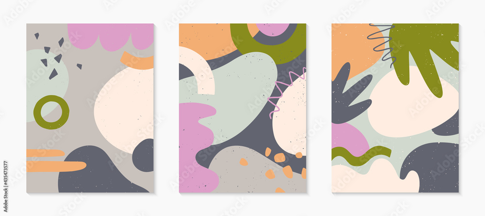 Set og abstract modern vector illustrations with various shapes and doodles.Minimalist art prints.Abstract backgrounds.Trendy artistic design for banners templates;social media,branding,covers