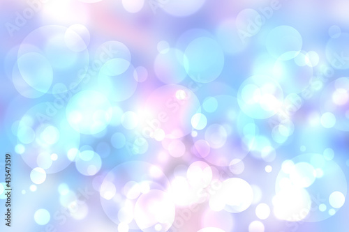 Abstract blurred fresh vivid spring summer light delicate pastel gradient blue turquoise pink bokeh background texture with bright circular soft color lights. Beautiful backdrop illustration.