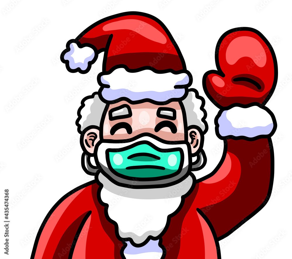 Stylized Adorable Happy Santa Claus Wearing a Face Mask Stylized Adorable Happy Santa Claus Wearing a Face Mask