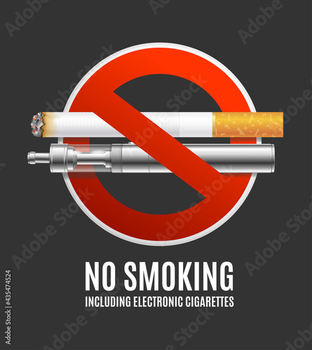 Realistic Detailed 3d No Smoking Concept. Vector