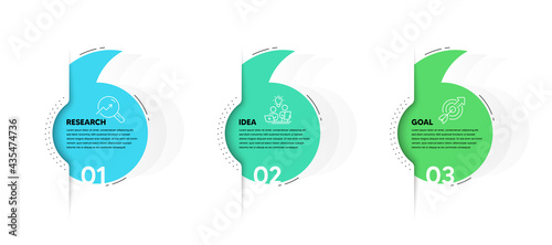 Three quotation bookmark elements. 3 steps concept of business project development process. Infographic quote design template. Business process evolution. Quotation bookmark box. 3 options vector