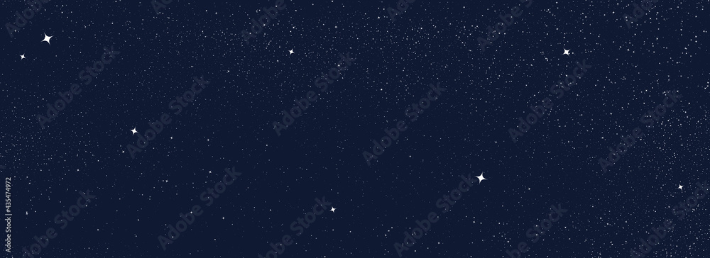 Night sky with stars pattern. Surreal universe background. Abstract cosmos imagination. Surreal starry night sky. Universe stars background. Astronomical luminous objects. Astrology abstract vector