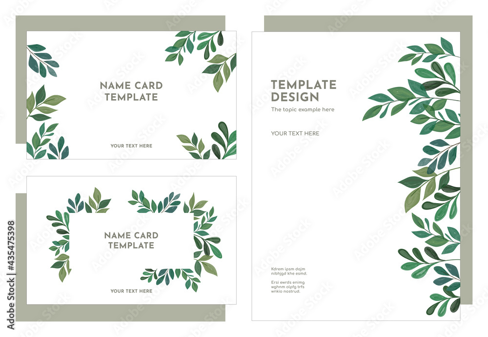 Green floral concept template design, Vector layout ornament concept for Art traditional, name card, magazine, book, poster