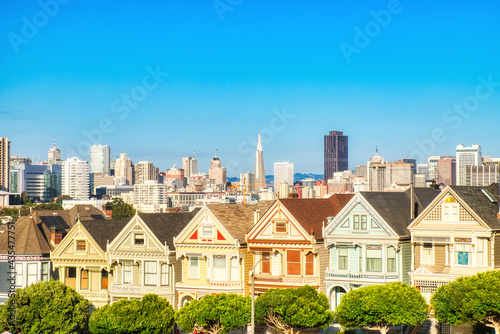 The Painted Ladies in San Francisco during a Sunny Day, California