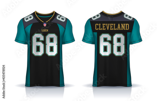 American Football jersey,t-shirt sport design template.uniform front and back view.