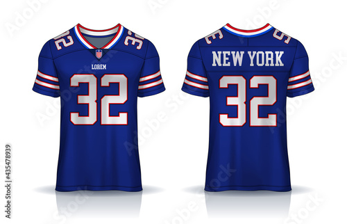 American Football jersey,t-shirt sport design template.uniform front and back view.