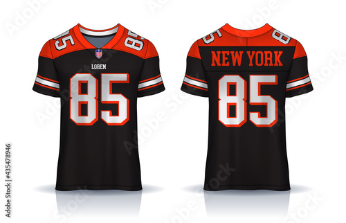 American Football jersey,t-shirt sport design template.uniform front and back view.