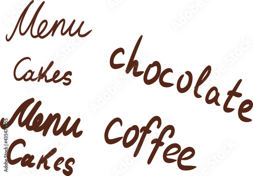 Lettering calligraphy coffee breakfast coffee pot doodle sketch graphic illustration hand drawn print textile. Big clipart set