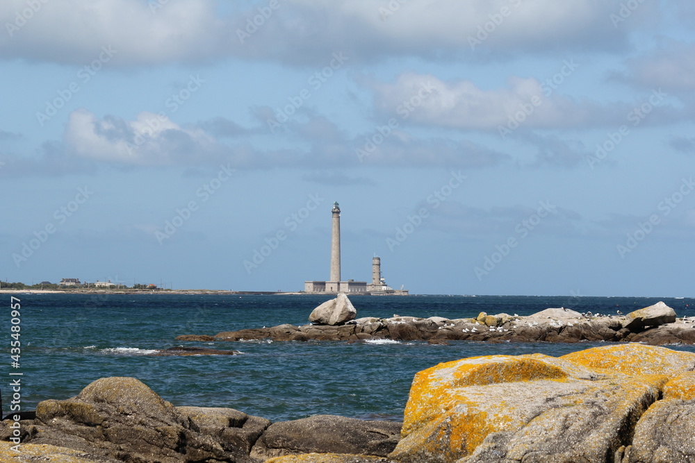 the historical lighthouse of gatteville at the french coast in normandy at pointe de barleur in summer