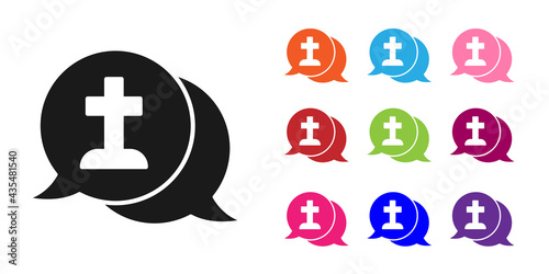 Black Man graves funeral sorrow icon isolated on white background. The emotion of grief, sadness, sorrow, death. Set icons colorful. Vector