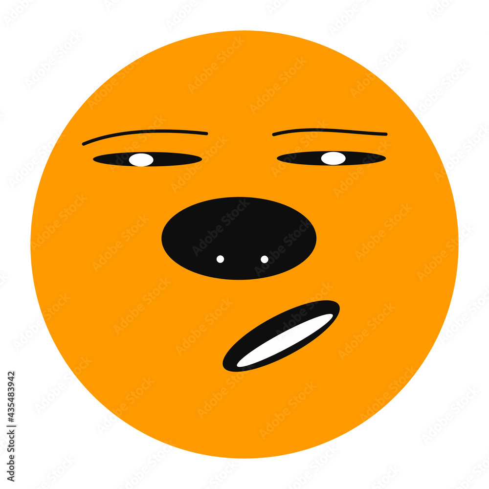 Fototapeta premium Smile with distrustful mood. Icon. Colorful graphic sketch. Idea for decors, logo, covers, holidays, gifts, art. Isolated vector.