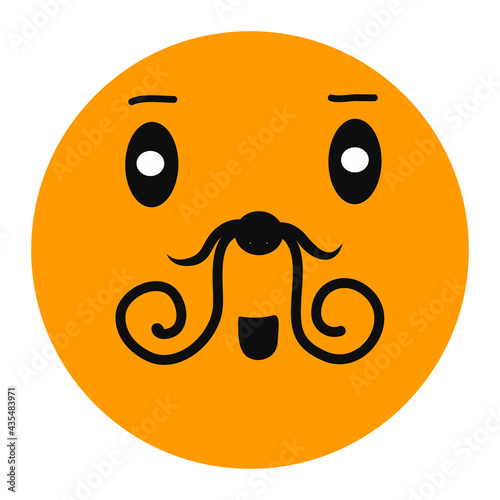 Smile in wonder. Icon. Colorful graphic sketch. Idea for decors, logo, covers, holidays, gifts, art. Isolated vector. 