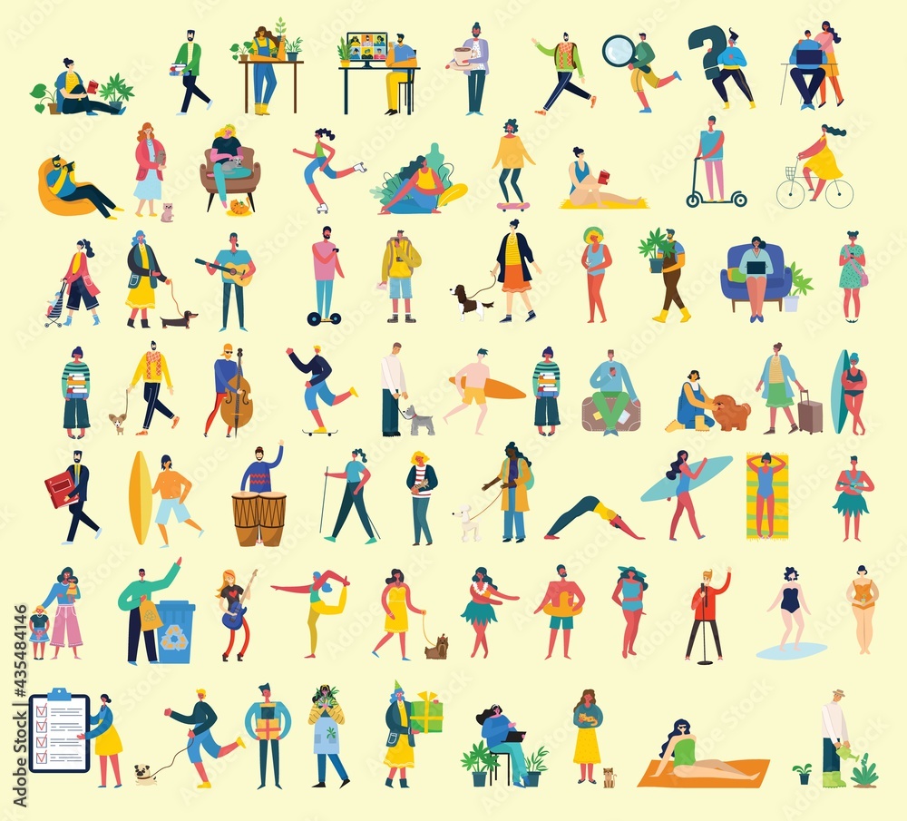 Set of different vector summer people