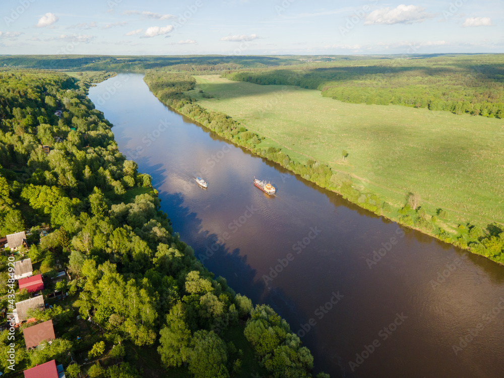 Tarusa, Russia, Oka river. Таруса, река ока панорама.