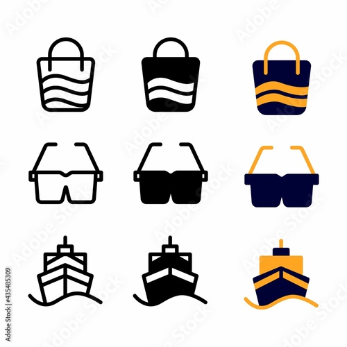 bag icon set with three style for presentation, poster, banner, and social media