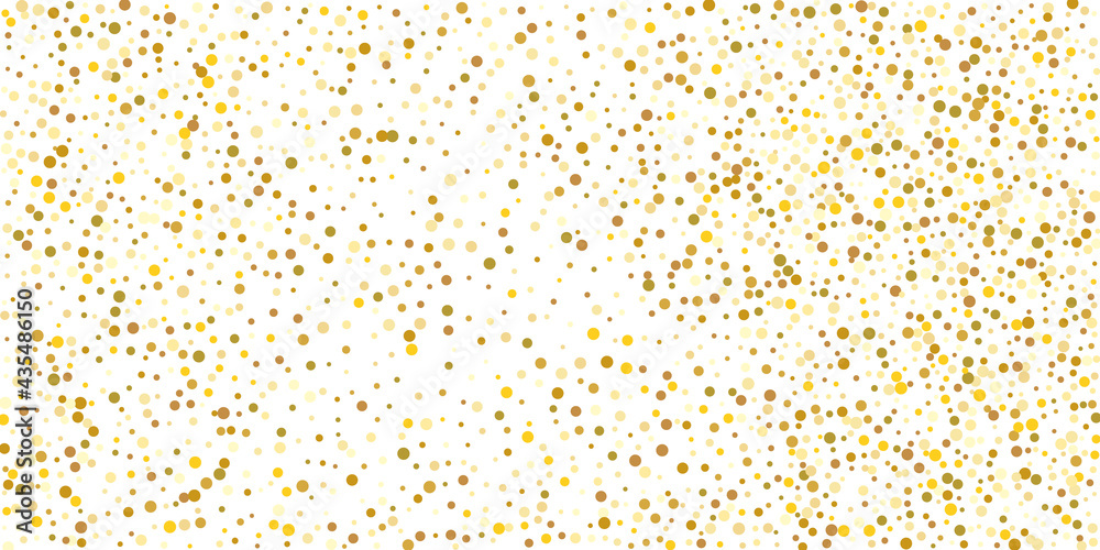 Golden  point confetti on a white background. Illustration of a drop of shiny particles. Decorative element. Element of design. Vector illustration, EPS 10.
