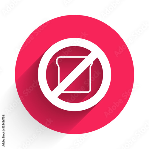 White Gluten free grain icon isolated White background. No wheat sign. Food intolerance symbols. Red circle button. Vector