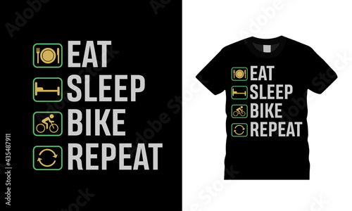 Eat Sleep Bike Repeat T shirt Design, apparel, vector illustration, graphic template, print on demand, textile fabrics, retro style, typography, vintage, bike t shirt