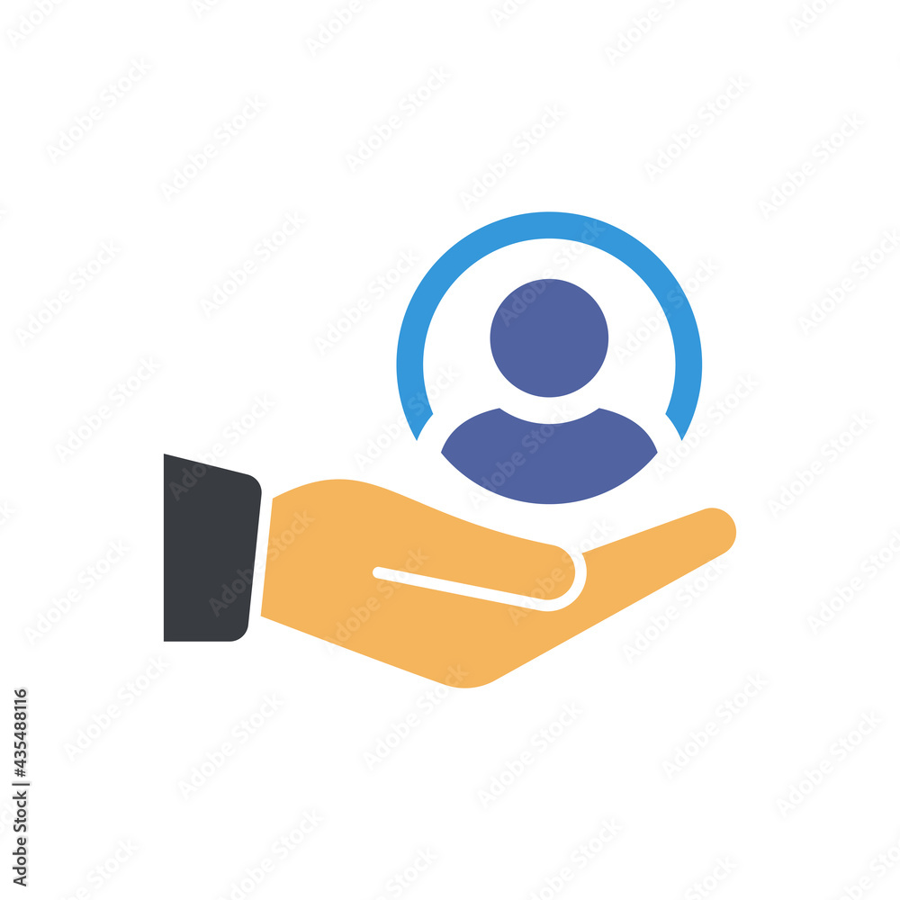 Employee assistance icon. Customer care icon, patient assistance, management support and help client