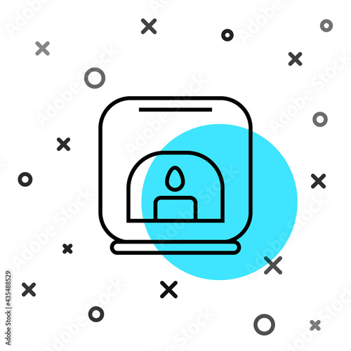 Black line Aroma lamp icon isolated on white background. Random dynamic shapes. Vector Illustration