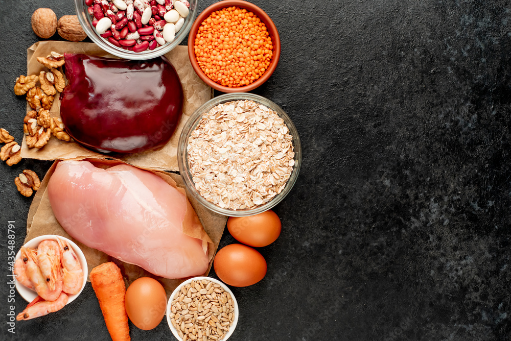 Zinc-rich foods on a stone background, Healthy sources of zinc. Zinc-rich foods on a stone background, Healthy sources of zinc.