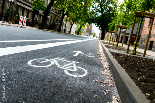 Fotografie Freshly build bicycle lane in the city,Bike path