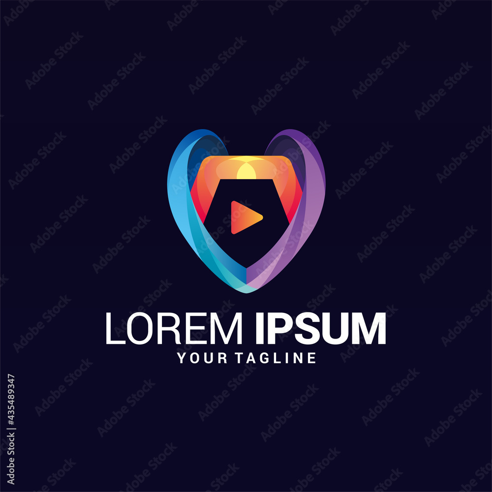 Media Play gradient color logo template Media Play gradient color logo template