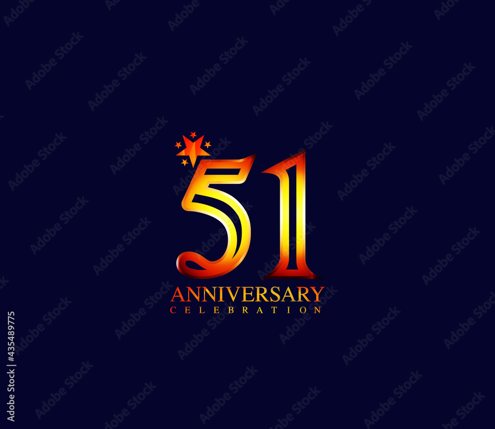 Fototapeta premium Bright Color Star Design Shape element, 51 Year Anniversary, Invitations, Party Events, Company Based, Banners, Posters, Card Material