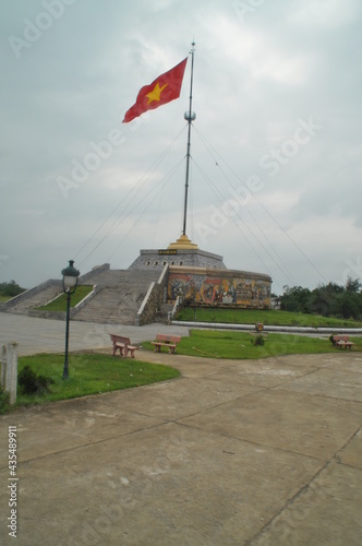 Flag post near the former DMZ in Vietnam.