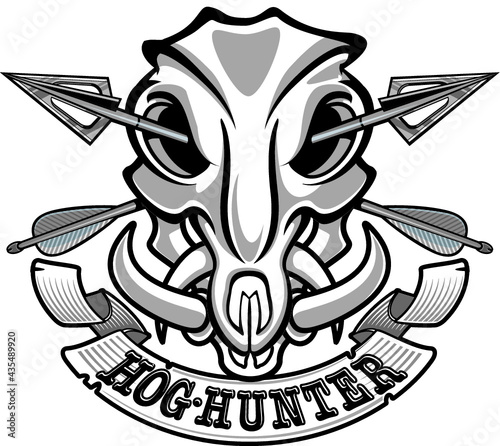 wild boar skull with crossing hunting arrows