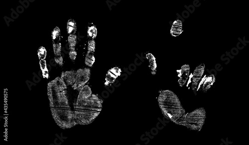 Obraz na plátne handprint from flour on a black background