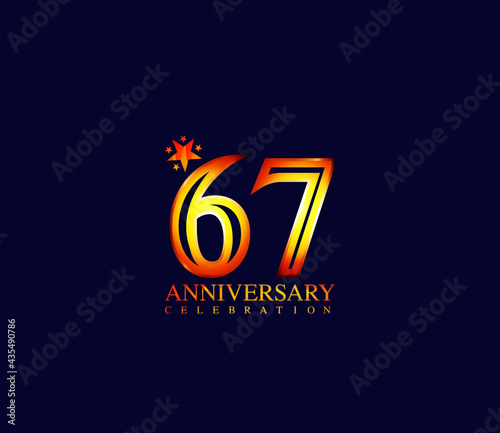 Bright Color Star Design Shape element, 67 Year Anniversary, Invitations, Party Events, Company Based, Banners, Posters, Card Material
