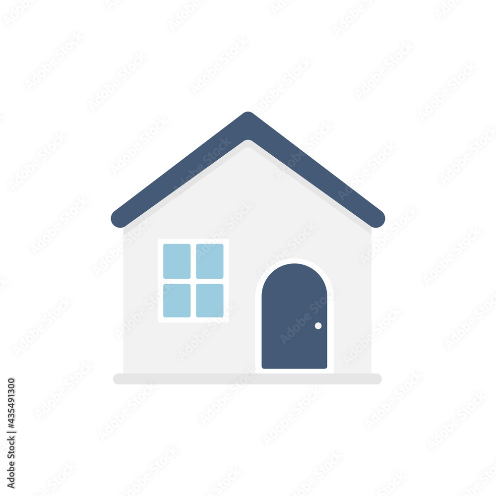 Home flat icon. Cute house with blue roof. Private property sign. Vector isolated on white Home flat icon. Cute house with blue roof. Private property sign. Vector isolated on white