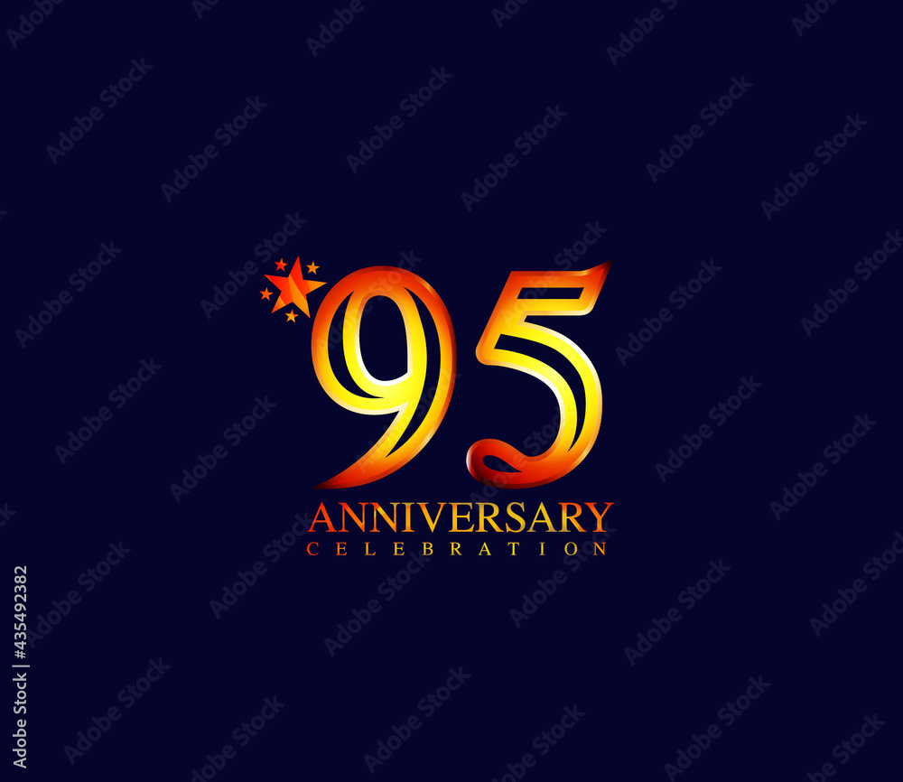 Fototapeta premium Bright Color Star Design Shape element, 95 Year Anniversary, Invitations, Party Events, Company Based, Banners, Posters, Card Material