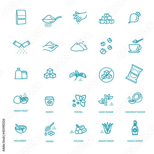 Collection symbol of healthy products and sugar alternatives, natural substitutes