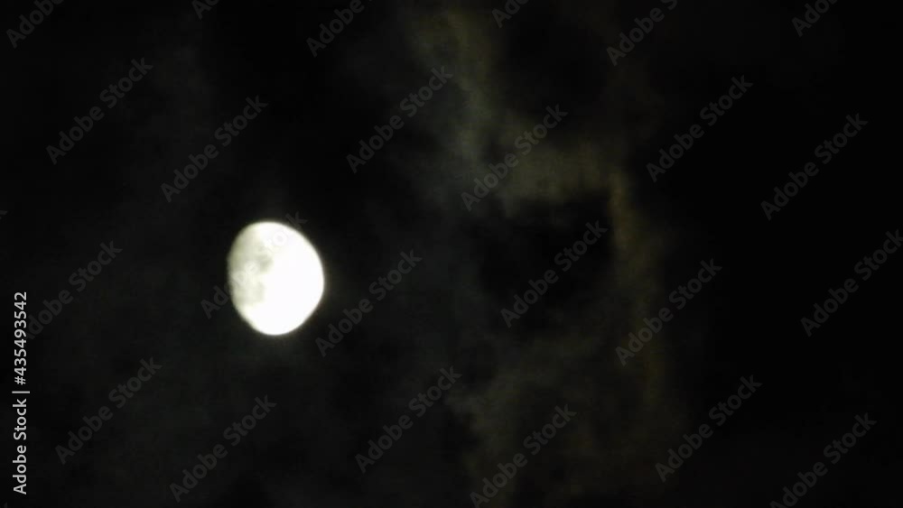 Full White Moon With Thick Grey Gray Cloudcovering Covering It After Rainstorm Full White Moon With Thick Grey Gray Cloudcovering Covering It After Rainstorm