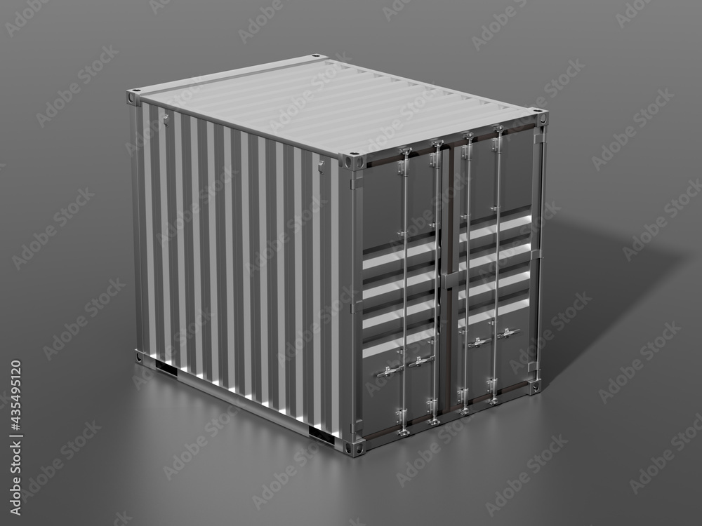 Brown ship cargo container side view 10 feet 3D illustration Brown ship cargo container side view 10 feet 3D illustration