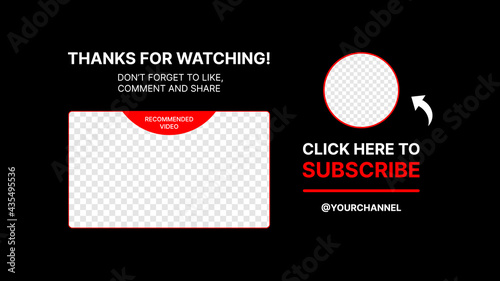 Thanks For Watching the Template with Subscribe button and Nickname Spot. Put Your Content under Background. Vector illustration