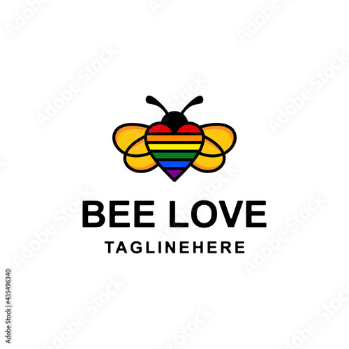 Simple Mascot Vector Logo Design of Dual Meaning Combination Bee And Love full color