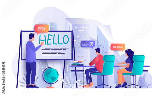 Language courses concept in flat design