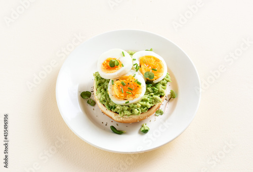 Avocado toast bun with eggs