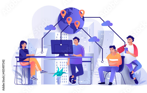 Outsourcing company concept in flat design