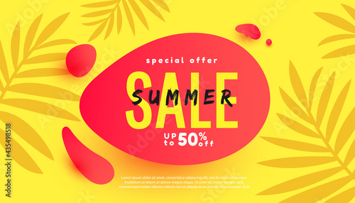 Summer sale bubble template banner for social networks  poster  advertisements  marketing advertising. Tropical background. Vector illustration
