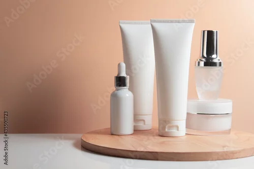 Obraz mockup of beauty fashion cosmetic makeup bottle lotion product with skincare healthcare concept on background