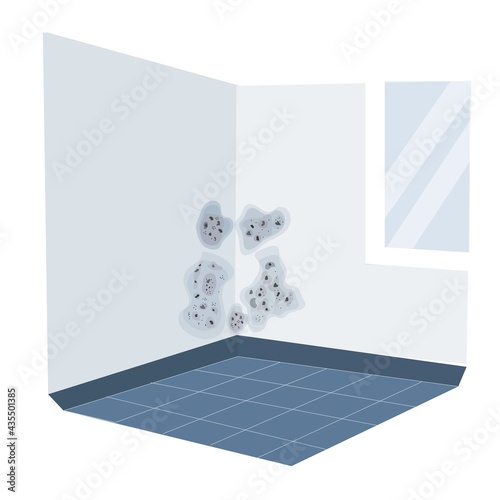 Mold on the wall in the house from high humidity Vector illustration in a flat style.