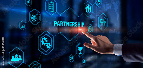 Partnership of companies. Collaboration. Business Technology Internet concept